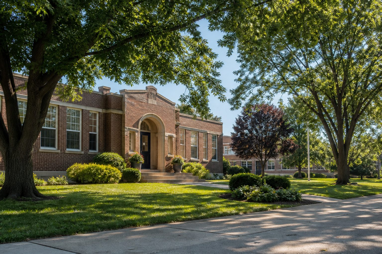 Brick school campus representing schools serving Glendale, Missouri