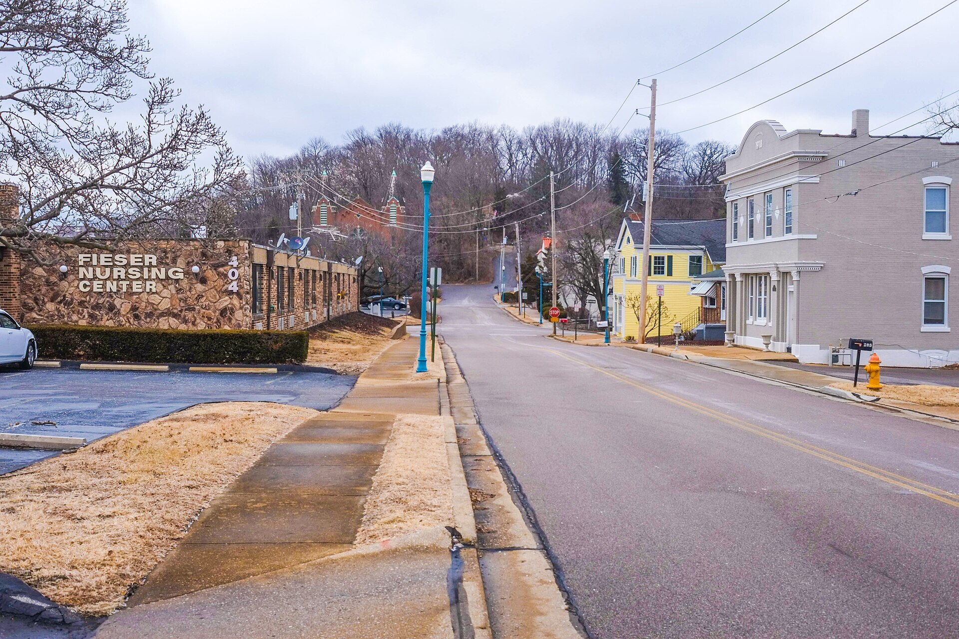 A residential street in Old Town Fenton, Missouri