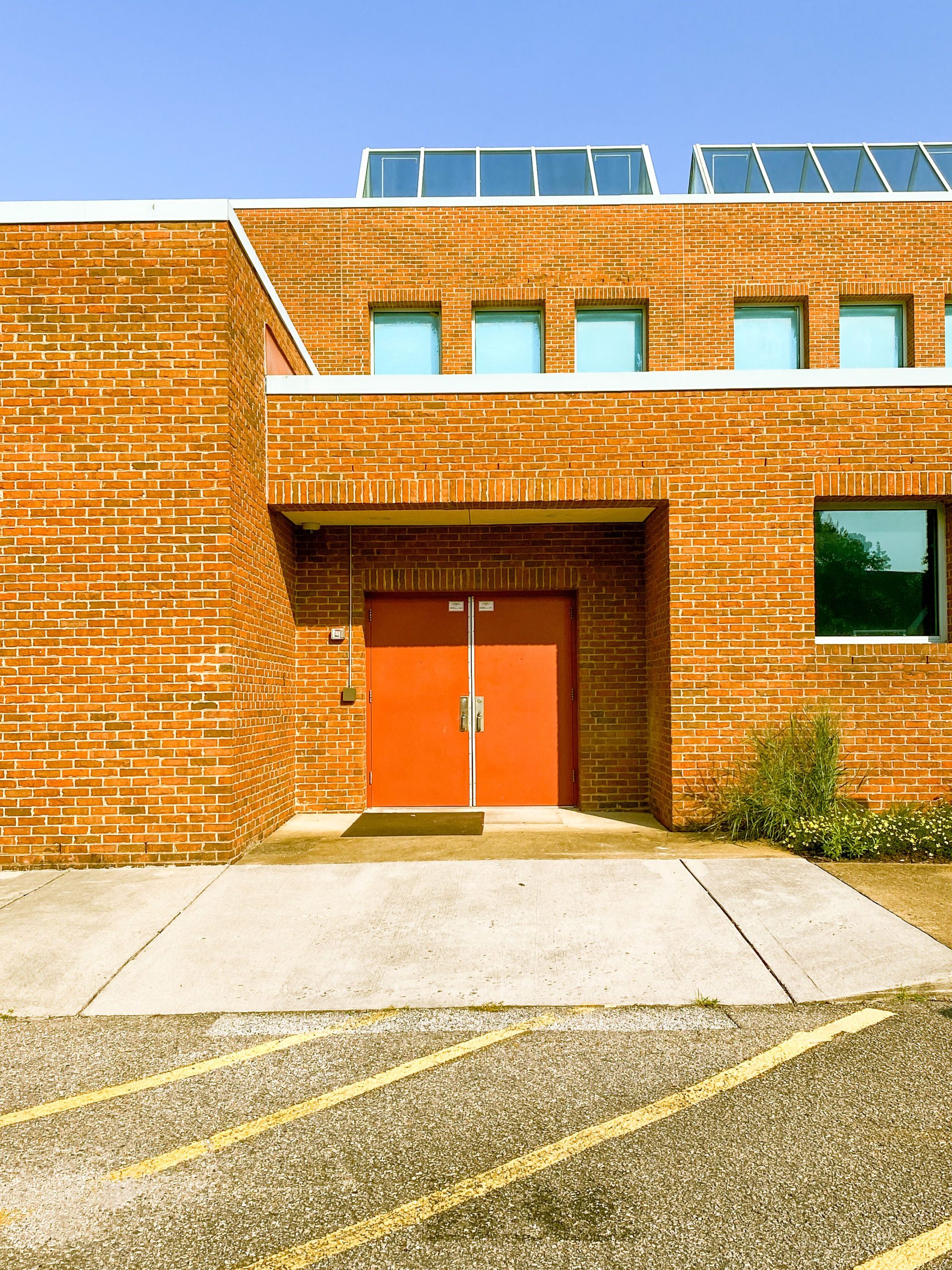 A contemporary brick school building