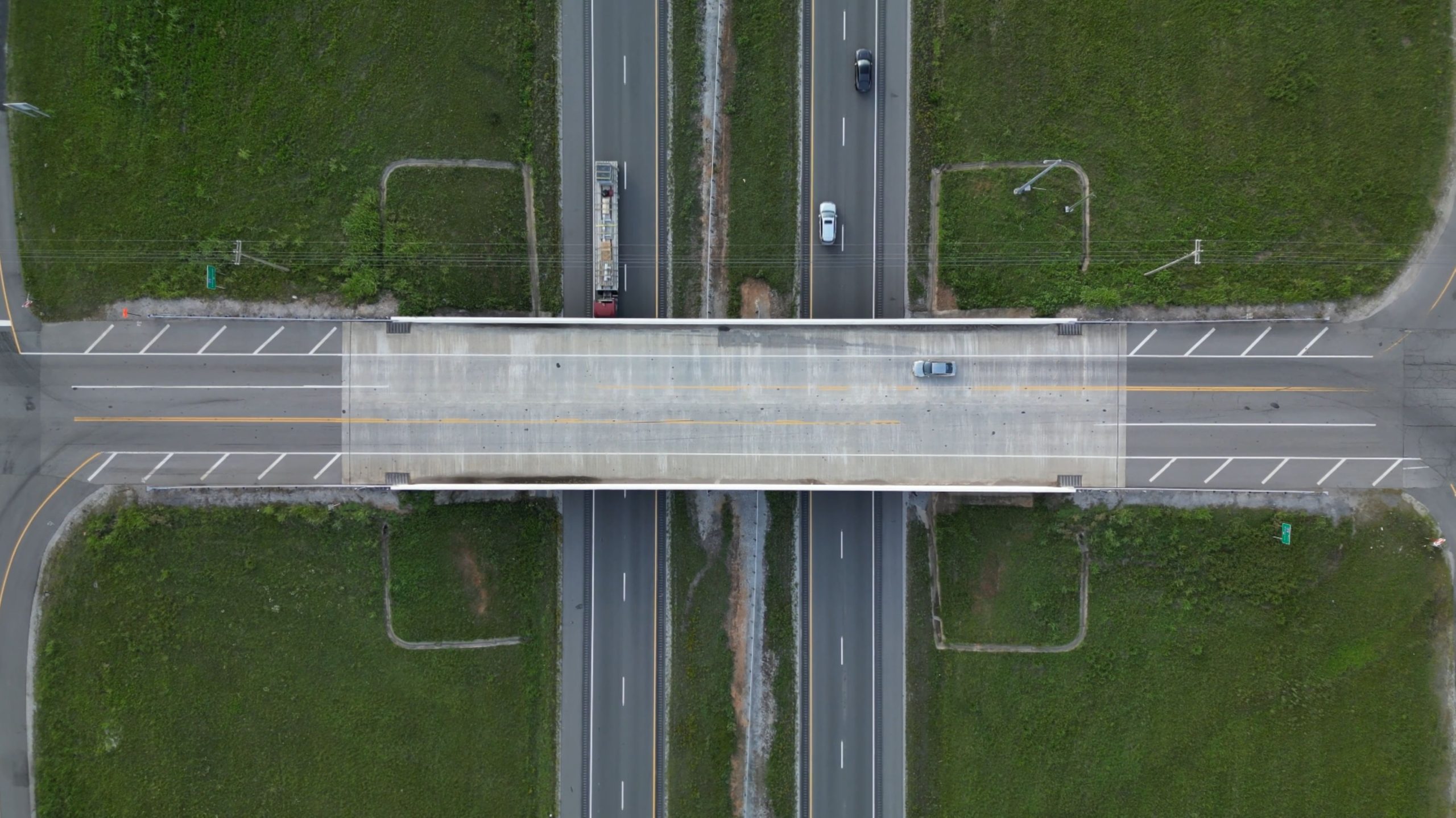 Aerial view of a highway interchange