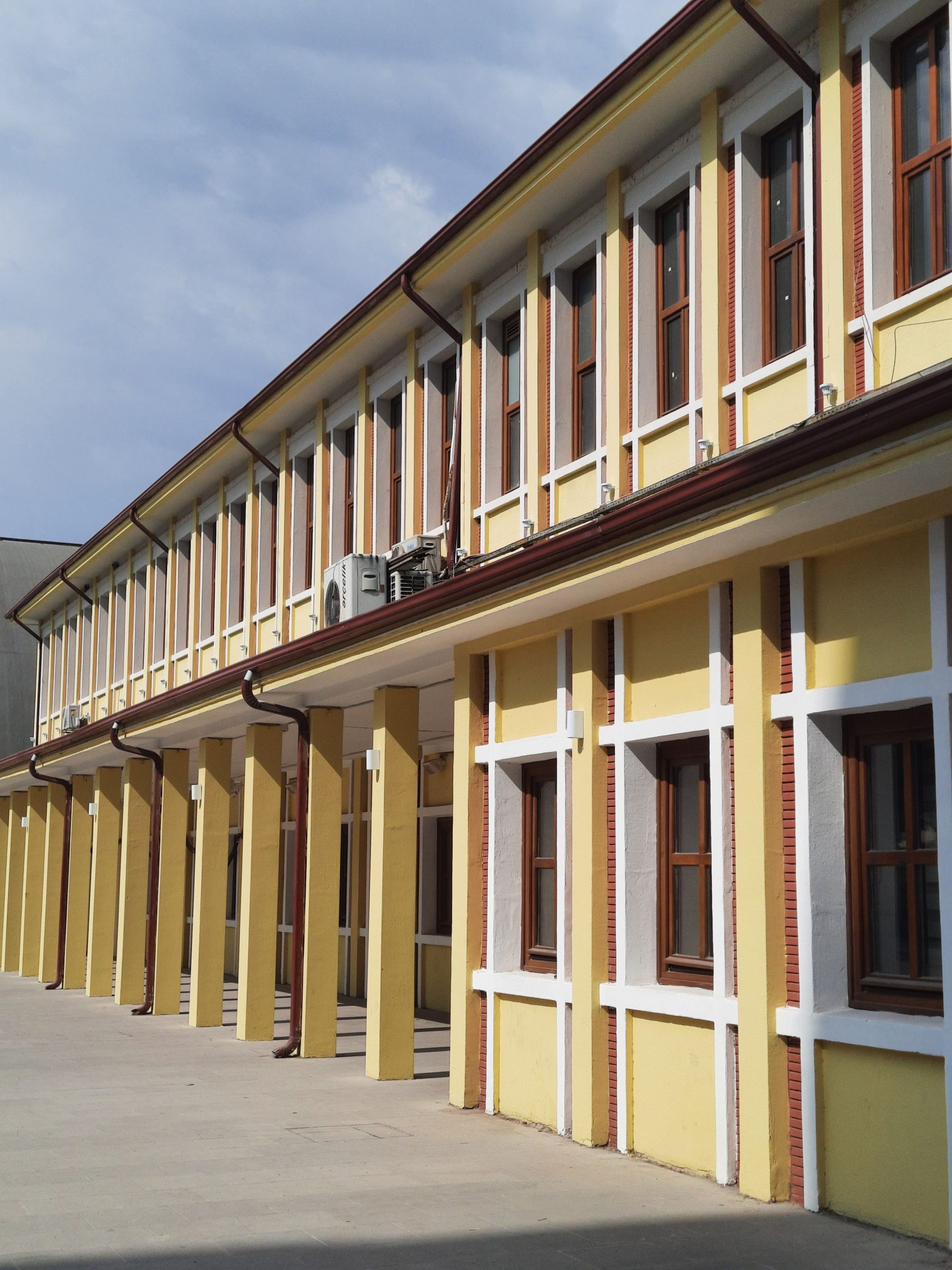A modern school building facade